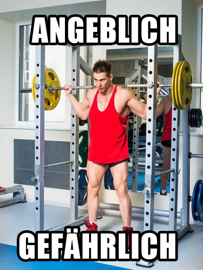 Laut Fitnessstudio sind Kniebeugen angeblich gefährlich. Das Foto zeigt Kniebeugen mit 110 kg Gewicht.